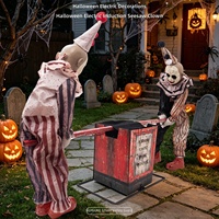 Grand Clown Mécanique Électrique à Bascule pour Halloween, Décoration Extérieure à Capteur de Mouvement, Bestseller pour Maison Hantée