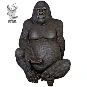 Estatua de Animal de resina para exteriores, estatua de gorila de fibra de vidrio de tamaño real, estatua de resina de gorila de tierras bajas occidentales - Product Image 2