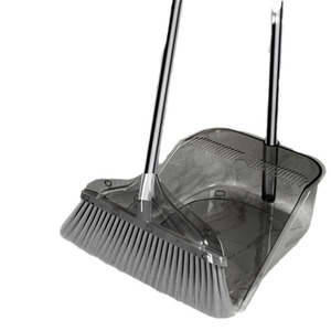 Juego de escoba y recogedor de cerdas suaves transparentes con mango de plástico, fácil de limpiar, para uso doméstico. - Product Image 5