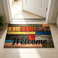Tapis de bienvenue en fibre de coco à motif bois imprimé sur mesure, base en caoutchouc antidérapante, absorbant l'eau, séchage rapide, résistant à l'huile, fin, anti-salissures