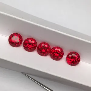 Хит продаж, Круглый Блестящий рубин, Выращенный в лаборатории, 6-10 мм, отличный резанный синтетический высококачественный рыхлый кроваво-Красный Рубиновый драгоценный камень