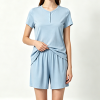 Ensemble de pyjama personnalisé pour femme en modal, noir, avec t-shirt à manches courtes et pantalon, vêtements de nuit, tenue décontractée pour femme, ensemble de pyjama féminin