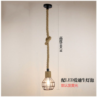 Lustre de style industriel rural américain, décoration rétro en corde de chanvre, luminaire suspendu pour café, restaurant