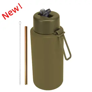 New Model! Australia Hot Sale Popular 1L Wide Mouth Stainless Steel Kettle with Straw Lid Beverage Insulated Bottle