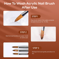 Hechunzi Round Nail Art Pen Brushes 7 Pièces Set 100% Kolinsky Hair Manche en bois Taille 8 10 12 14 16 18 20 Kolinsky Brush