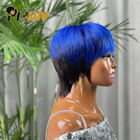 Perruques Courtes en Cheveux Humains en Gros : Perruque Pixie Courte en Cheveux Humains, Perruques Pixie Courtes Bleues en Cheveux Vietnamiens Bruts, Fournisseurs de Perruques Sans Colle