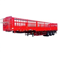 Semi-remorque JINFENG Hebei Chine 60 tonnes en acier à 3 essieux avec ridelles pour le transport de bétail/vaches/porcs/volailles et de charges lourdes