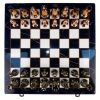 Boîte de jeu de société de luxe de 15 pouces pour enfants, pour stimuler l'intelligence, avec un échiquier en bois à motif marbré avancé.