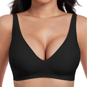 <span class=keywords><strong>Soutien</strong></span>-gorge femme en maille tricotée de haute qualité, à fines bretelles, décolleté en V profond, doux et confortable, push-up, lingerie sans couture pour petite poitrine, minimisant - Product Image 4