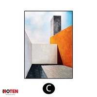 Peinture à l'huile abstraite moderne peinte à la main, paysage, fond blanc et orange, toile, décoration murale, couloir architectural, original