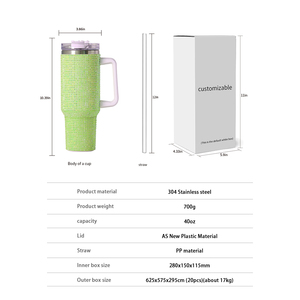 Mug de voyage isotherme classique en acier inoxydable de 40 oz, à double paroi, écologique, avec poignée, couvercle et paille, idéal pour le camping - Product Image 5