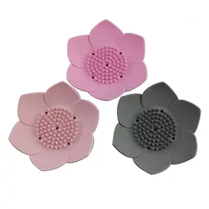 Yaratıcı Lotus & kabuk şekli sabunluk boşaltma tepsisi banyo mutfak silikon sabunluk esnek sabun yemekleri