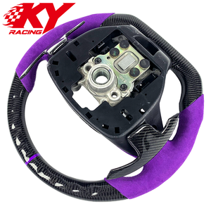 Volant sport en cuir violet et fibre de carbone personnalisé avec palettes de changement de vitesse, compatible avec Genesis G70 GV70 G80 GV80 G90 - Product Image 3