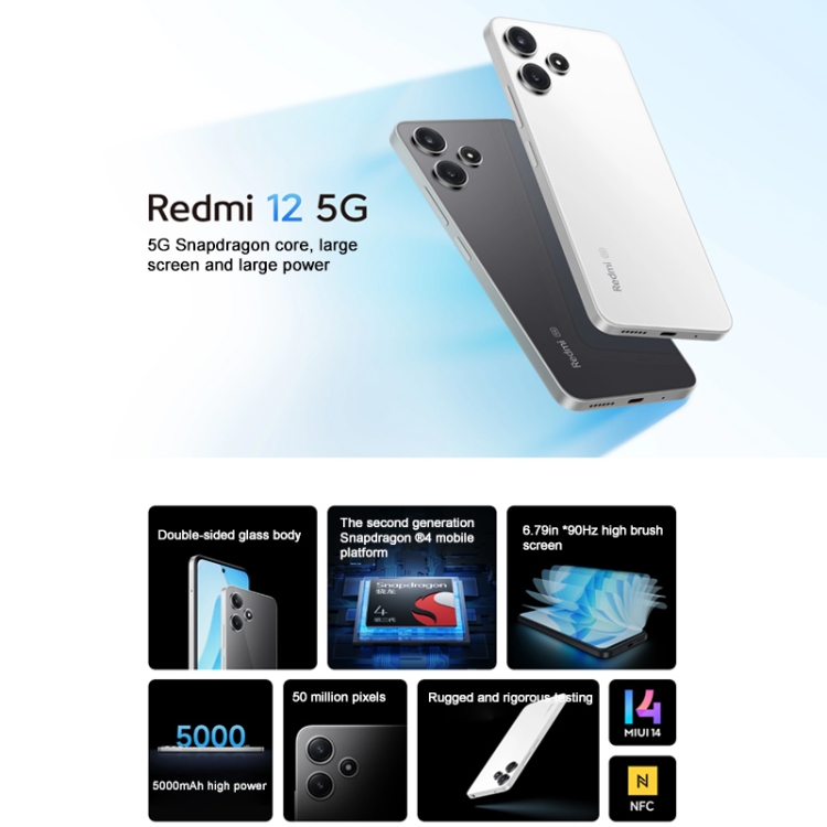 レドワン　Xiaomi Redmi 12 5G Xiaomi Redmi 12 5G Smartphone Android 13 Helio G88 Octa Core