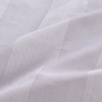 Ensemble de draps et de draps-housses en satin rayé 50/50 coton-polyester blanc pour hôtel