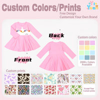Robe à manches longues pour petites filles avec applique licorne, fleurs colorées, col rond, jupe évasée, polyester doux, robes de princesse