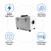 Chauffage diesel portable tout-en-un 8KW en aluminium avec boîte à outils, 12V/24V, 4 prises pour camion, camping-car, bateau, garage