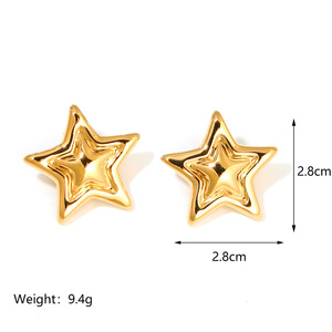 Ywxs Chất Lượng Cao Thời Trang Thép Không Gỉ Hình Học Đúc Vòng Năm Cánh Sao Phóng Đại Nhẫn Cho Phụ Nữ Bán Buôn - Product Image 5