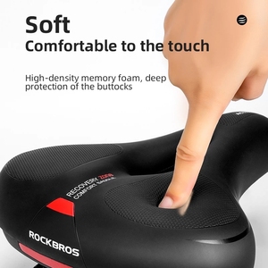 Selle de vélo de route ROCKBROS, surface imperméable en PU, mousse à mémoire de forme douce, antichoc, siège de vélo rond profilé, réfléchissant, selle de <span class=keywords><strong>VTT</strong></span> - Product Image 2