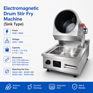 Machine à frire électrique commerciale en acier inoxydable, antiadhésive, avec système de décharge coulissant pour cantine et cuisine - Product Image 5