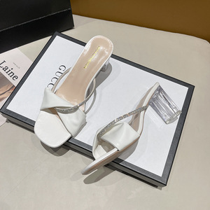 Sandales Transparentes à Talons Hauts pour Femme, Estivales et Polyvalentes, Chaussures de Mode Féminines, Claquettes Cristal, Talons de Créateur - Product Image 2