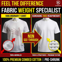 T-shirt vierge en coton épais 280g à motif personnalisé pour homme, style streetwear, coupe oversize et carrée, effet délavé vintage, uni, vente en gros
