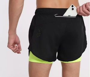 Pantalones cortos para correr 2 en 1 para <span class=keywords><strong>hombre</strong></span>, pantalones cortos atléticos para gimnasio con interior ajustado para <span class=keywords><strong>hombre</strong></span>, pantalones cortos de entrenamiento de secado rápido con bolsillos - Product Image 4