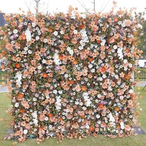 Wedding <b>Artificial</b> Flower Wall Panel 3d Flower Wall Backdrop 8ft X 8ft Roll up Silk Rose Flower Wall - Product Image 3