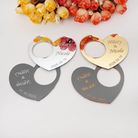Anneaux de serviette en acrylique miroir personnalisés en forme de cœur, décorations de table de mariage, cadeaux de fête, porte-cartes de place en forme de cœur personnalisés, décoration artistique rustique