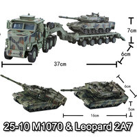 2in1 plastik modeli askeri Tank kamyon M1070 Transporter leopar 2a7 M1a2 Abrams tankı araç yapı taşı oyuncak hediye çocuklar için