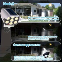 Projecteur solaire extérieur à 77 LED avec détecteur de mouvement, étanche, sans fil, caméra de sécurité factice pour porche, jardin, terrasse