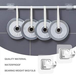 Porte-clip fixe télescopique autocollants sans poinçon rideau de douche domestique serviette porte rideau suspendu porte-tringle comprend des crochets - Product Image 5