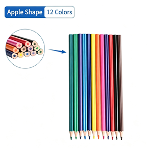 Matite Colorate in Plastica Senza Legno a Forma di Mela per Bambini, Matite da <span class=keywords><strong>Disegno</strong></span> per Studenti delle Scuole Elementari, Matite per Pittura Artistica, Vendita all'Ingrosso - Product Image 1