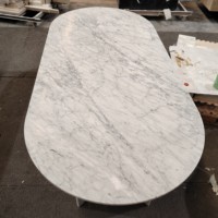 Table à manger ovale élégante moderne en marbre blanc de Carrare SH STONE, pierre naturelle, meubles de salle à manger, cuisine, salon