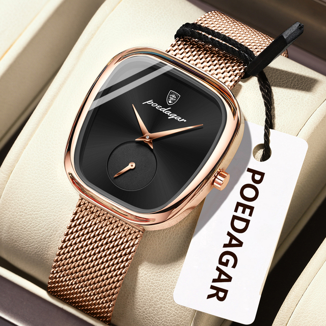 POEDAGAR Brand 873 Woman Watch Waterproof Stainless Steel Mesh Women's Watches Fashion Luxury Quartz Ladies Wristwatch Reloj