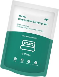 Ensemble de draps, taies d'oreiller et serviettes jetables, taille standard, blancs, doux, respirants, imperméables, portables, en non-tissé, matériau SMS - Product Image 4