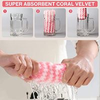 Chiffons de nettoyage en microfibre à séchage rapide 25x25cm 30x30cm, absorbants et réutilisables, en polaire corail, pour la vaisselle et la cuisine domestique (vente en gros)