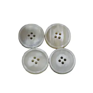 Professional button manufacturer offers round 4 hole natural white grey buffalo horn material suit button Haute couture button