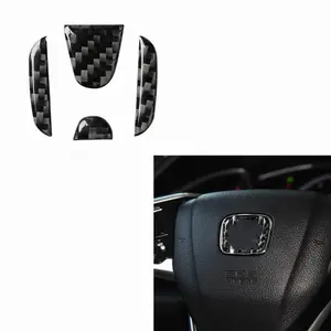 Реальные углеродного волокна рулевого колеса автомобиля кнопочная панель автомобиля эмблемы Стайлинг Стикеры для 16-19 Honda civic