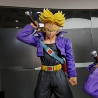 Dragon Ball Z : Statue en résine de Trunks Super Saiyan à double tête avec épée, taille réelle 1:1, figurine d'anime de collection, décoration