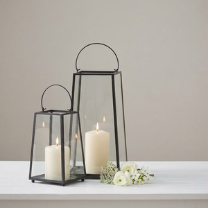 A.K Handicrafts <b>Black</b> Iron Framed Taper Glass Hurricane <b>Candle</b> <b>Holders</b> Handmade for Home & Wedding Decorations - Product Image 2
