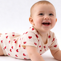 Romper Bayi Baru Lahir Unisex Berkualitas Tinggi, Bahan Katun Ramah Kulit, Lengan Pendek Musim Panas, dengan Kancing dan Desain Cetak