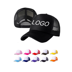 Casquette Trucker Unisexe en Maille de Polyester Vierge Personnalisable, Logo Brodé de Haute Qualité, Marque Privée, 5 Panneaux, Noire, Tendance, Vente en Gros - Product Image 1