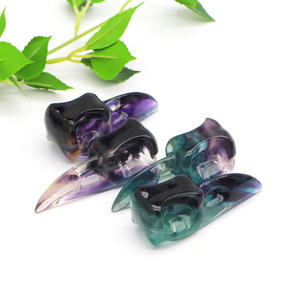 กะโหลกนกสายรุ้งฟลูออไรต์ธรรมชาติแกะสลักด้วยมือสำหรับตกแต่งบ้านของขวัญคริสตัลขัดเงาสำหรับตกแต่งบ้าน - Product Image 3