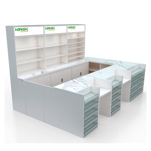 Stand d'exposition personnalisé pour centre commercial, comptoir de service en forme de U avec boîte lumineuse et armoires de rangement pour magasin de détail - Product Image 3