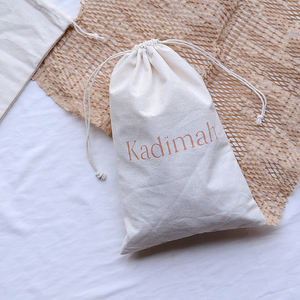 Sac à cordon en toile de coton recyclable personnalisé avec logo pour bougies, grand sac réutilisable pour bijoux et accessoires capillaires, imprimé offset - Product Image 1