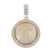MC5-5-514 Collier pendentif dollar plaqué or, style hip-hop, avec cristaux glacés, pour homme, idéal pour cadeau ou soirée, nouvelle collection de bijoux