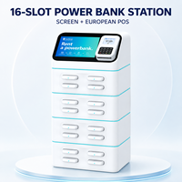 Station de location de batteries externes à charge rapide 8000 mAh à 16 emplacements avec écran tactile 8 pouces, logo et couleur personnalisables pour téléphones mobiles