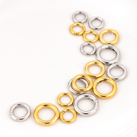 Connecteurs de Fabrication de Bijoux DIY en Acier Inoxydable 316 Poli Miroir, Boucle à Ressort Poussoir Dorée avec Fermoir Charnière, 12 mm pour Bracelet/Collier 18 mm