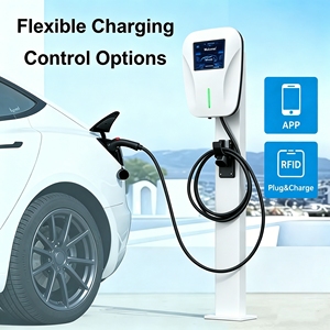 Borne de recharge murale EV 7KW Type 2 GBT à pistolet unique, commerciale, OCPP, 32A, charge rapide, état neuf, contrôle par application, équilibrage de charge, blanche, SHE - Product Image 2
